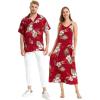 imageMatchable Couple Hawaiian Luau Shirt or Sweetheart Maxi Dress in Pineapple Garden BurgundyWomen Pineapple Garden Burgundy