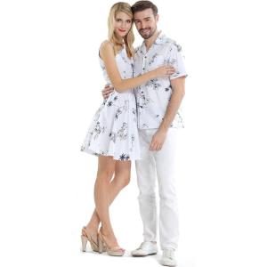 imageCouple Matching Hawaiian Luau Cruise Outfit Shirt Vintage Dress Classic WhiteClassic White