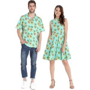 imageCouple Matching Hawaiian Luau Cruise Outfit Shirt Vintage Dress Classic WhiteHalloween Pineapple Skull