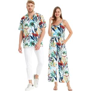 imageMatchable Couple Hawaiian Luau Shirt or VNeck Jumpsuit with Pockets in Lost in ParadiseWomen Lost in Paradise