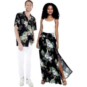 imageMatchable Couple Hawaiian Luau Shirt or Wide Legged Pants in Pineapple Garden BlackWomen Pineapple Garden Black