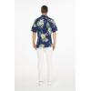 imageMatchable Couple Hawaiian Luau Shirt or OffShoulder Ruffle Muumuu Top in Pineapple Garden NavyMen Pineapple Garden Navy