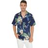imageMatchable Couple Hawaiian Luau Shirt or OffShoulder Ruffle Muumuu Top in Pineapple Garden NavyWomen Pineapple Garden Navy