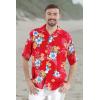 imageMatchable Couple Hawaiian Luau Shirt or Wrap Ruffle Dress in Hibiscus BlueMen Hibiscus Red