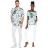 imageMatchable Couple Hawaiian Luau Shirt or OffShoulder Ruffle Muumuu Top in Wispy Cereus Light BlueWomen Wispy Cereus Light Blue