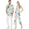 imageMatchable Couple Hawaiian Luau Shirt or VNeck Jumpsuit with Pockets in Wispy Cereus Light BlueMen Wispy Cereus Light Blue