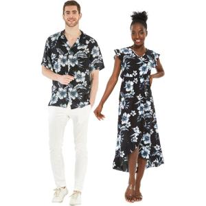 imageMatchable Couple Hawaiian Luau Shirt or Wrap Ruffle Dress in Midnight BloomMen Midnight Bloom