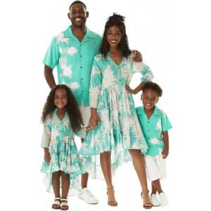 imageMatchable Family Hawaiian Tropical Luau Men Women Girl Boy Clothes in Wispy Cereus Palm MistGirl Elegant Maxi Dress
