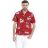 imageCouple Matching Hawaiian Luau Men Shirt and Women Vintage Fit and Flare Dress in Santa in Hawaii ChristmasMen Santa in Hawaii Christmas Red