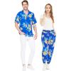 imageMatchable Couple Hawaiian Luau Shirt or Jogger Pants in Hibiscus BlueMen Hibiscus Blue