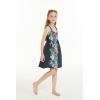 imageGirl Hawaiian Classic Empire Dress with Elastic Strap in Orchid Paradise NavyOrchid Paradise Navy