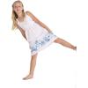 imageGirl Hawaiian Classic Empire Dress with Elastic Strap in White with Blue HibiscusWhite With Blue Hibiscus