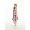 imageGirl Hawaiian Fit and Flare Dress in Flowering Koi BlueGarden at Dawn Blue