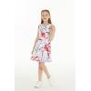 imageGirl Hawaiian Fit and Flare Dress in Flowering Koi BlueMisty Lotus White