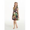 imageGirl Hawaiian Fit and Flare Dress in Flowering Koi BlueTropical Twilight Black