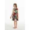 imageGirl Hawaiian Fit and Flare Dress in Flowering Koi BlueTropical Twilight Black