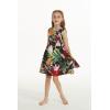 imageGirl Hawaiian Fit and Flare Dress in Flowering Koi BlueTropical Twilight Black