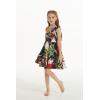 imageGirl Hawaiian Fit and Flare Dress in Flowering Koi BlueTropical Twilight Black