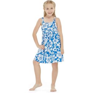 imageGirl Elastic Strap Empire Waist Dress in Classic Hibiscus RedVintage Classic Hibiscus  Blue