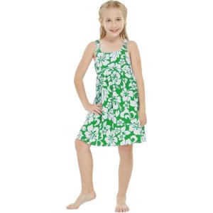 imageGirl Elastic Strap Empire Waist Dress in Classic Hibiscus RedVintage Classic Hibiscus  Green