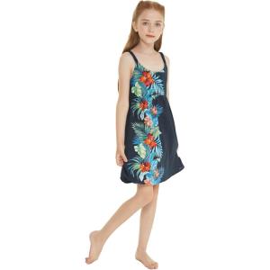 imageGirl Hawaiian Classic Empire Dress with Elastic Strap in Orchid Paradise NavyOrchid Paradise Navy