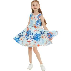 imageGirl Hawaiian Fit and Flare Dress in Flowering Koi BlueFlowering Koi Blue