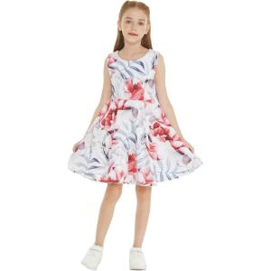 imageGirl Hawaiian Fit and Flare Dress in Flowering Koi BlueMisty Lotus White