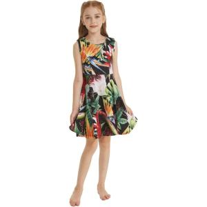 imageGirl Hawaiian Fit and Flare Dress in Flowering Koi BlueTropical Twilight Black