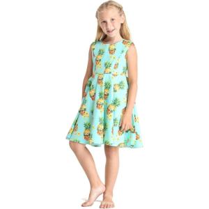 imageGirl Hawaiian Vintage Fit and Flare Dress in Halloween Pineapple Skull in TurquoiseHalloween Pineapple Skull in Turquoise