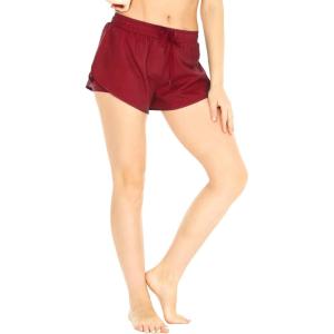 imageWomens Athletic Sportswear Tennis Shorts with Builtin Tights in Solid ColorsRed