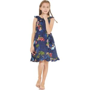 imageGirl Luau Wrap Ruffle Dress in Christmas Santa in Hawaii RedChristmas Santa in Hawaii Navy