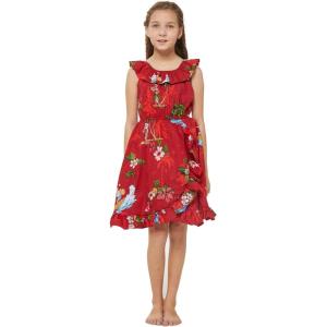 imageGirl Luau Wrap Ruffle Dress in Christmas Santa in Hawaii RedChristmas Santa in Hawaii Red
