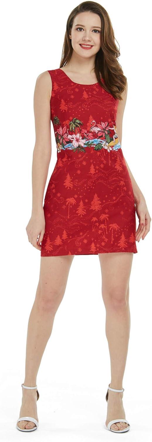 imageMatchable Couple Hawaiian Luau Men Shirt or Women Tank Dress in Santa in HawaiiWomen Red