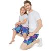 imageFather Son Matching Hawaiian Beach Board Shorts Swimwear Spandex in Crayon PalmsCrayon Palms in Navy