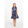 imageGirl Hawaiian Vintage Fit and Flare Dress in Christmas Santa in HawaiiShirt Dress in Christmas Navy