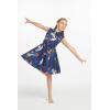 imageGirl Hawaiian Vintage Fit and Flare Dress in Christmas Santa in HawaiiShirt Dress in Christmas Navy