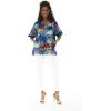 imageHawaiian Print Cotton 2 Pockets Scrub Top in Dolphin Sunset BlueDolphin Sunset Blue