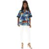 imageHawaiian Print Cotton 2 Pockets Scrub Top in Dolphin Sunset BlueDolphin Sunset Blue