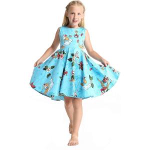 imageGirl Hawaiian Vintage Fit and Flare Dress in Christmas Santa in HawaiiChristmas Santa in Hawaii in Turquoise