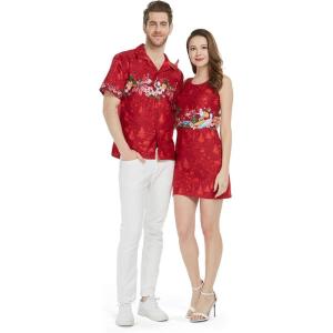 imageMatchable Couple Hawaiian Luau Men Shirt or Women Tank Dress in Santa in HawaiiMen Red