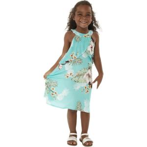 imageGirl Hawaiian Round Neck with Ruffle Dress in Pineapple GardenPineapple Garden Turquosie
