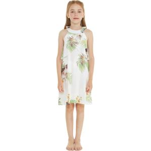 imageGirl Hawaiian Round Neck with Ruffle Dress in Pineapple GardenPineapple Garden White
