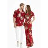 imageMatchable Couple Hawaiian Luau Shirt or Wide Legged with Pockets Jumpsuit in Pineapple Garden BurgundyMen Pineapple Garden Burgundy