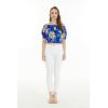 image:imageMatchable Couple Hawaiian Luau Shirt Smock Top Ruffle Wrap Skirt in Hibiscus BlueWomen Hibiscus Blue Top