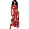 image:imageMatchable Couple Hawaiian Luau Shirt Smock Top Wide Legged Pants in Pineapple Garden BurgundyWomen Pineapple Garden Burgundy Top