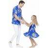 image:imageMatchable Hawaiian Luau Father Daughter Men Shirt Girl Round Neck Dress in Hibiscus BlueGirl Hibiscus Blue