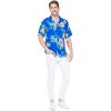 image:imageMatchable Hawaiian Luau Father Daughter Men Shirt Girl Round Neck Dress in Hibiscus BlueMen Hibiscus Blue