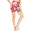 image:imageWomens Athletic Sportswear Bike Shorts with Pockets in Floral PatternsLotus and Orchid Red