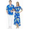 image:imageMatchable Couple Hawaiian Luau Shirt Smock Top Ruffle Wrap Skirt in Hibiscus BlueWomen Hibiscus Blue Top