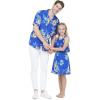 image:imageMatchable Hawaiian Luau Father Daughter Men Shirt Girl Round Neck Dress in Hibiscus BlueGirl Hibiscus Blue